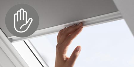 Manually operated VELUX blinds